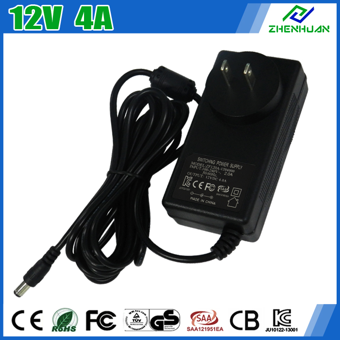 Wall Mounted Adapter Switch Power Supply 12V 4A 48W